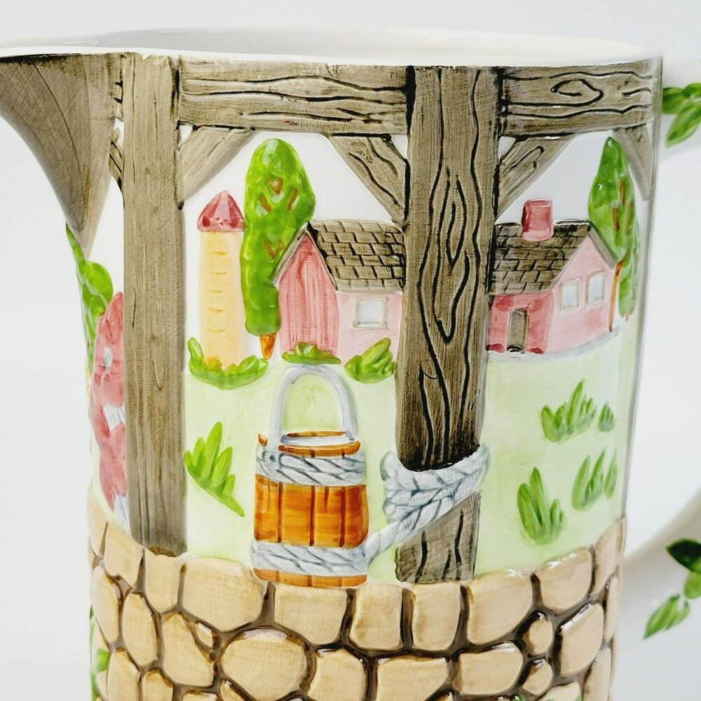 Vintage Johnson Brothers Friendly Village Water Pitcher 8" Farmhouse Textured - Picture 3 of 14